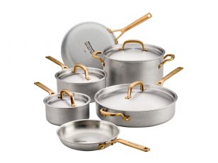 New KitchenAid&reg; Stonewash Stainless Steel 5-Ply Clad Cookware