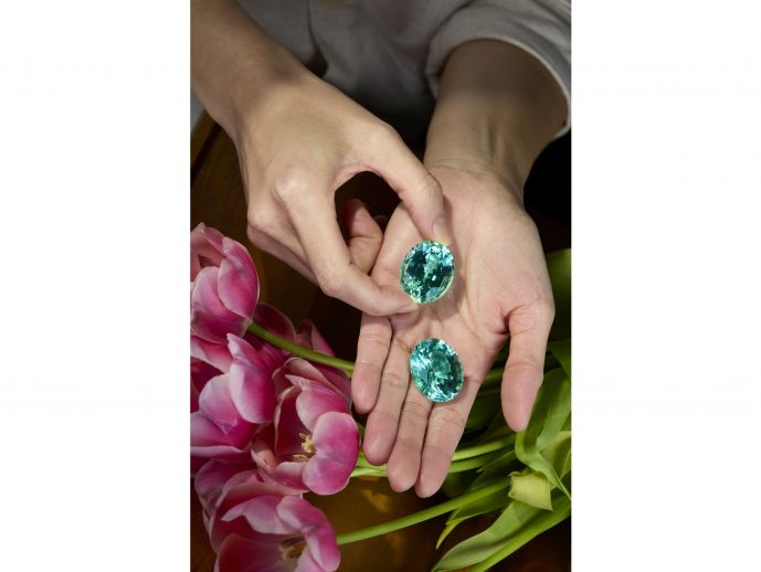 The World's Largest Matched Pair Of Flawless Unheated Paraiba Tourmalines Go To Auction At Sotheby's