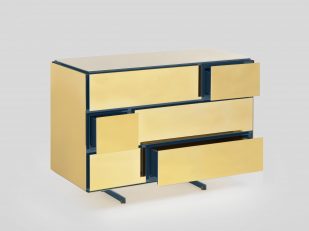 The brand new furniture collection by Spotti Edizioni covered by 24K gold