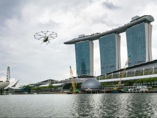 Volocopter Air Taxi Flies Over Singapore's Marina Bay