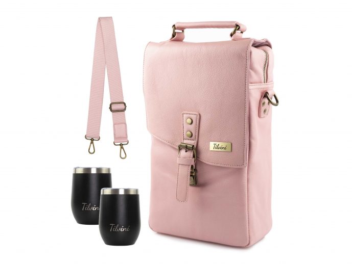 Leather Wine Bag in Pink from Tilvini the Perfect Gift for Wine Lovers