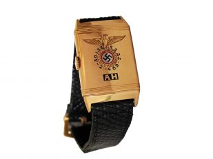 Hitler Bronze Munich Pact Desk Set & Gold Watch Go to Auction