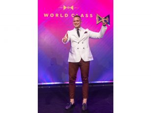 Adrián Michalčík representing Norway is awarded the title of world's best bartender