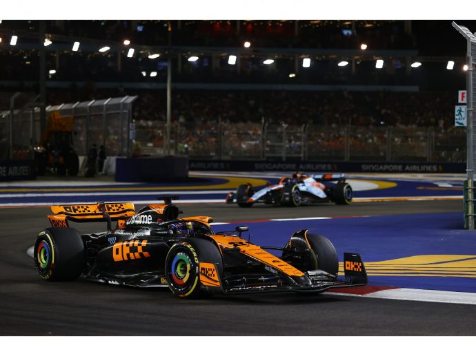 McLaren F1's Lando Norris Takes Second on Podium at Singapore Grand Prix with MCL60 Race Cars in OKX