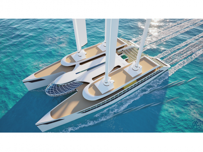 YSA Design offers vision for the sail powered cruise ship catamaran