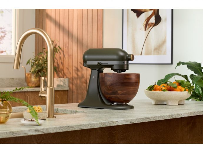 KitchenAid Releases Brand's First True Walnut Wood Bowl, 2024 Design Series Stand Mixer: Evergreen