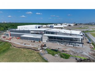Business Jet Underway with New Hangars at Dallas Love Field